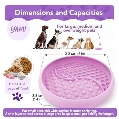 YAMI Dog Lick Bowl, Lick Mat for Dogs, Wet Food Cat Slow Feeder, Freeze Bowl, Enrichment & Puzzle Toy for Anxiety Relief, Food-Grade Silicone, Suction Cups, Dishwasher Fit, for All Breed (Light Pink) - color: Light Pink