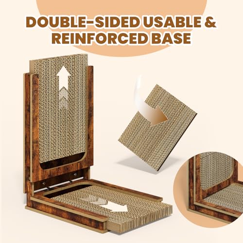 Deluxe Replaceable Cardboard Cat Scratcher, Easy Assembly & 3-Second Swap, Adjustable Height (16.9” or 23.6”) with 2 Full Pad Sets, Ultimate Value Bundle - size: 2 Full Pad Set+Reusable Frame
