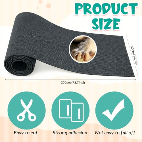 12" x 6.56' Rabbit Scratch Mat, Self Adhesive Bunny Pad, Dark Gray - color: Dark Gray, size: 12 Inch X 6.56 ft