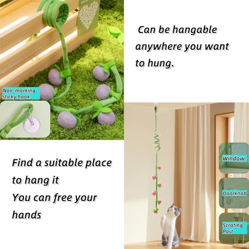 3Pcs Cat Spring Toys with Ball ，Fruit Design， Hanging Kitten Toys Pets ，Interactive Toy Cat Ball Toys with Bell ，Long Tail Elastic Soft Plush Cat Toys for Indoor Kitten and Cats (Fruit, 3pcs) - color: Fruit, size: 3pcs