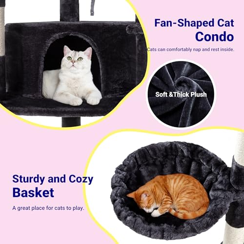 Allewie 73in Fan-Shaped Space-Saving Corner Cat Tree Tower, Dark Grey - color: Dary Grey