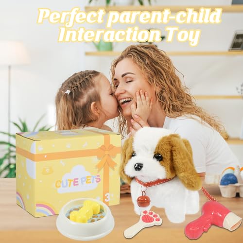 Plush Toys Walking Dog Toys that Can Walk, Bark and Wag Tail,Interactive Electronic Pet Toys Puppy with Leash,Easter Christmas Birthday Gift for Toddlers Kids - color: St. Bernard