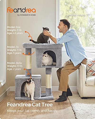 Feandrea Cat Tree, 40.6-Inch Tall Cat Tower, Cute Plush Condo, Light Gray - color: Light Gray, size: XL (26.8"L x 18.9"W x 40.6"H)