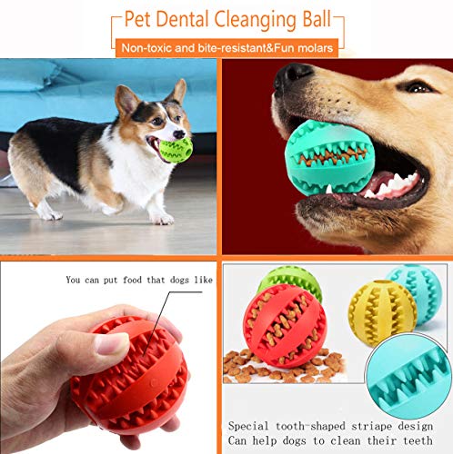 Sunglow 2 Pack Dog Toy Ball - Nontoxic Bite Resistant Teething Toys for Small/Medium/Large Dog and Puppy Cat, Dog Pet Food Treat Feeder Chew Tooth Cleaning Exercise Game IQ Training - color: Blue/Green, size: 2.36 in