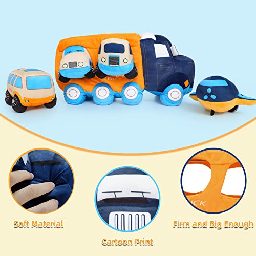 Muiteiur Big Car Stuffed Plush Toy, Soft 4Pcs Stuffed Truck Toy Set for Kid - style: truck