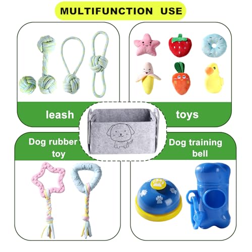 Dog Toy Set, 24 Pack Puppy Teething and Rope Chew Toys with Storage Box, for Small and Medium Dogs