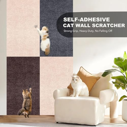 Self-Adhesive Cat Scratching Mat, Couch Protector from Cat Claws, Brown - color: Brown, size: 78.7"X15.8"
