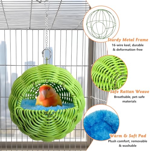 BNOSDM Bird Nest with Soft Pad Hanging Small Parrot Bed Set (Green) - color: Green Hanging Nest - G-Type