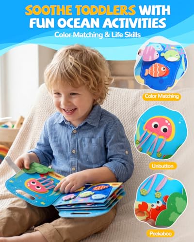 Busy Book for Toddlers 1-3, Busy Board for 1 Year Old, Quiet Books - style: Ocean
