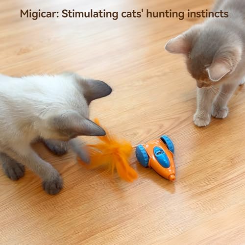 Migipaws cat Toy, Automatic Interactive Migicar Toy Like a Mouse, Intelligent Programme, Rechargeable Kitten Toy - style: Orange