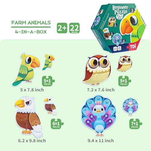 TOI Large Piece Toddler Puzzles for 2-4, Beginner Puzzles - Forest Birds