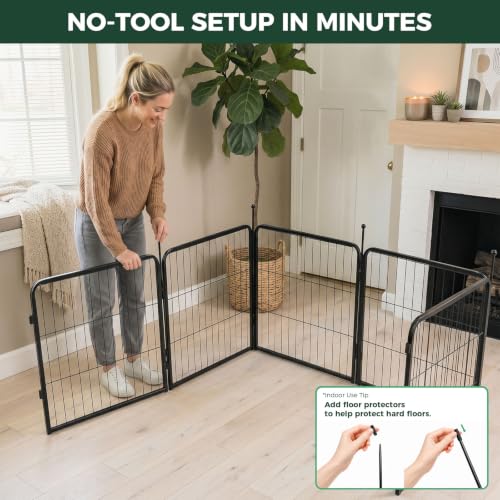 FXW Rollick Dog Playpen, Indoor, Yard & RV Camping, 24" H, 8 Panels - color: Black, size: 24"H