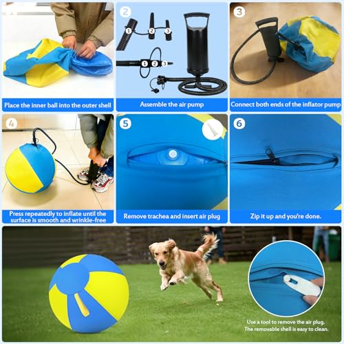 Herding Ball for Dogs with 1000D Oxford Cover, 18 Inch Interactive Dog Ball Toy with Handles, Anti Burst Heavy Duty Toy for Medium Breeds, Australian Shepherds, Border Collies, Agility Training