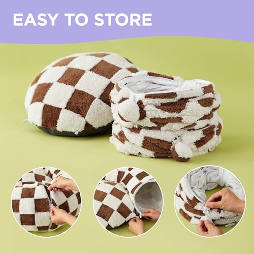 Lesure Donut Cute Jacquard Cat Tunnel Bed Kitten Toys for Puppy Bunny - color: Brown Checks, size: Standard (33.5"L x 33.5"W x 10"H)