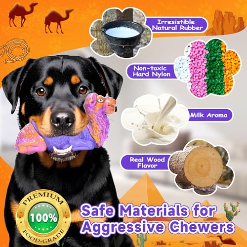 Tough Dog Toys for Aggressive Chewers, Durable Indestructible Nylon Dog Chew Toys for Large Medium Small Breeds, Squeaky Chew Toy for Puppy Teething, Interactive Dogs Toy Keep Them Busy (Wood Flavor) - color: Wood Scent