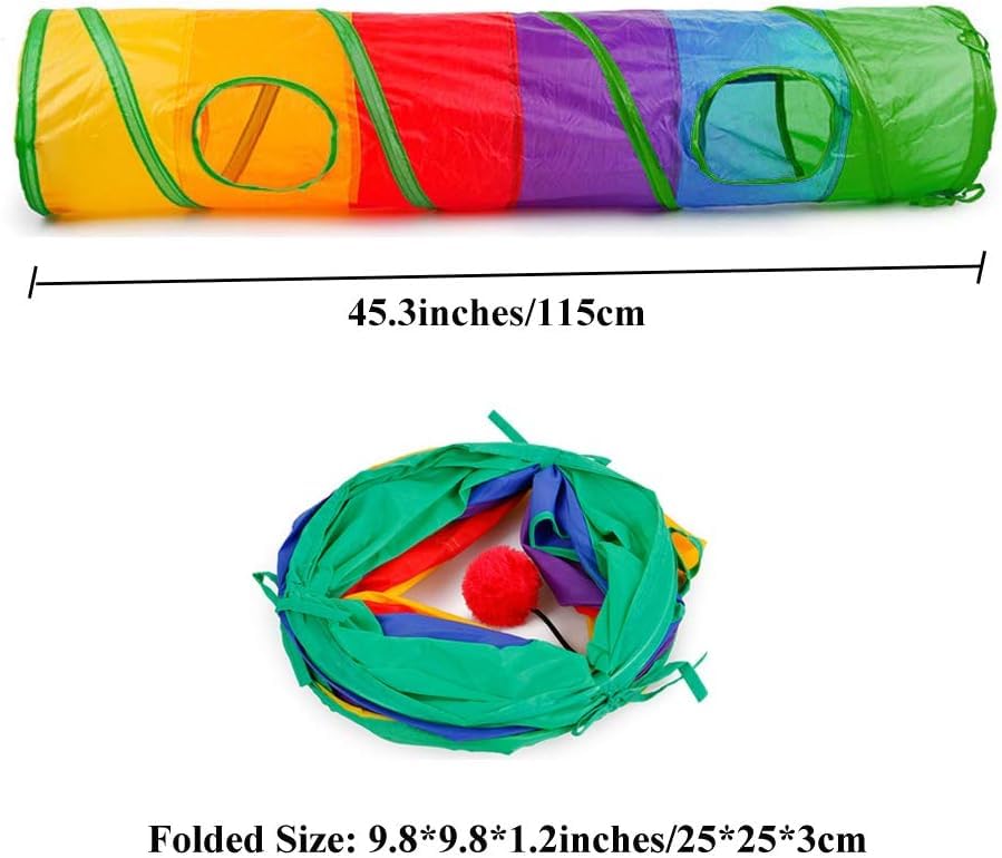 Cat Tunnel Toy with Hanging Ball, Cat Tunnel，Cat Tunnels for Indoor Cats - style: Straight tunnel