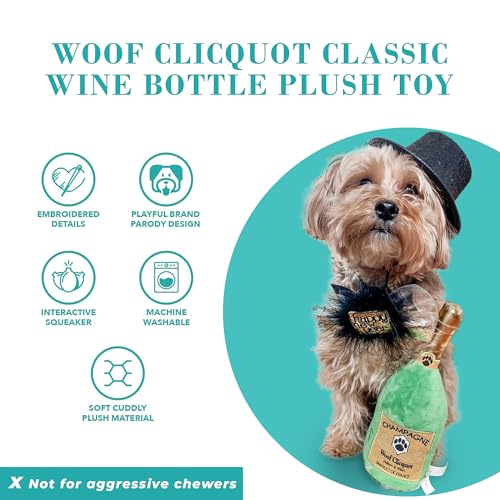 Haute Diggity Dog Woof Clicquot Classic Plush Dog Toy Wine Parody Chew Toys - color: Clicquot Classic (Green), size: One Size