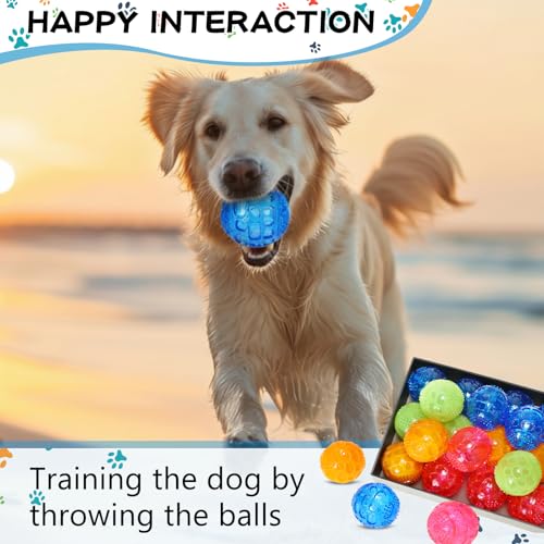 24 Pcs 2.36'' Squeaky Dog Toy Balls Rubber Dog Toys for Play, Bright Color - color: Bright Color