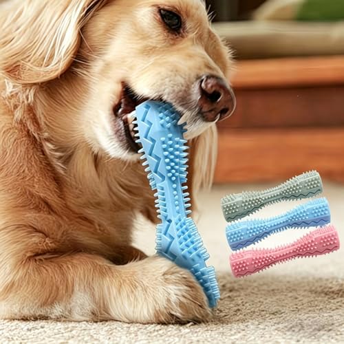 3 Pack Puppy Chew Toys for Teething, Puppy Enrichment Teething Toys, Toothbrush for Tooth Cleaning and Massage, Soft Rubber Toy for Puppies, Small Dogs - Up to 25 Ibs (Pink+Blue+Green) - color: Pink+Blue+Green