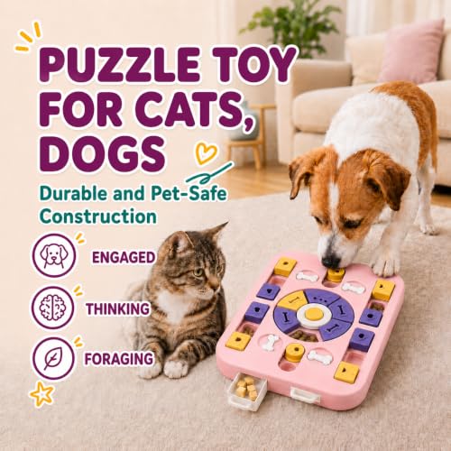Interactive Dog Puzzle Toy, Maze Slow Feeder, 15.4 in - color: pink