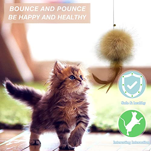 Cat Toys - Rainbow Wand, Feather Flips Plush Ball, Interactive Feather Teaser for Kitten Exercise - 3 Pack - color: pack3