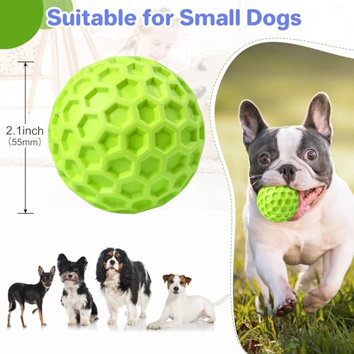 DISSKNIC Indestructible Squeaky Dog Balls Puppy Toys, Interactive Dog Toys for Small Dogs, Puppy Chew Toys for Teething and Relax, Dog Chew Toy Balls Small Dog Toys for Small Breed, Outdoor Dog Toys - color: Green, size: Small