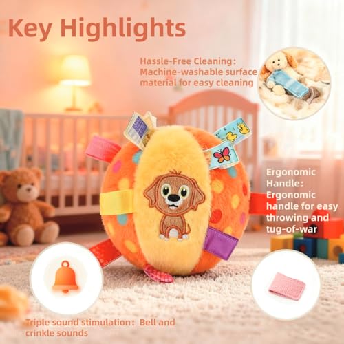 Dog Tag Toy, 6-Inch Squeaky Plush Toy for Puppies & Small Medium Dogs