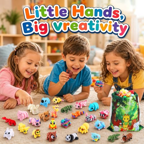 SCIONE 36 Pack 3D Printed Animals, Cute Desk Pets for Kids - style: 36-Forest Animals