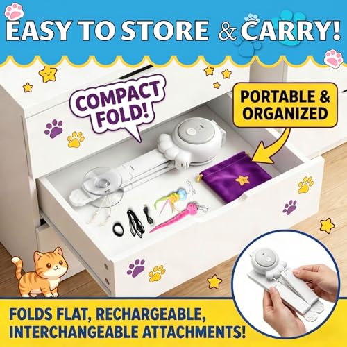 2-in-1 Electric Cat Wand, Rechargeable Auto Toy, Suction & Hanging