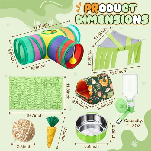 Guinea Pig Starter Kit, 12-Piece Cage Set,Stylish Style,Green - color: Green, style: Stylish Style