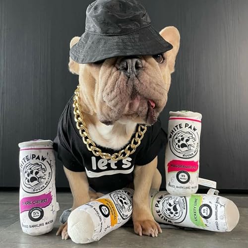 Haute Diggity Dog White Paw Can Plush Dog Toy, Drink Parody Chew Toys - color: WP - Bark Cherry (White, Purple, Black), size: One Size
