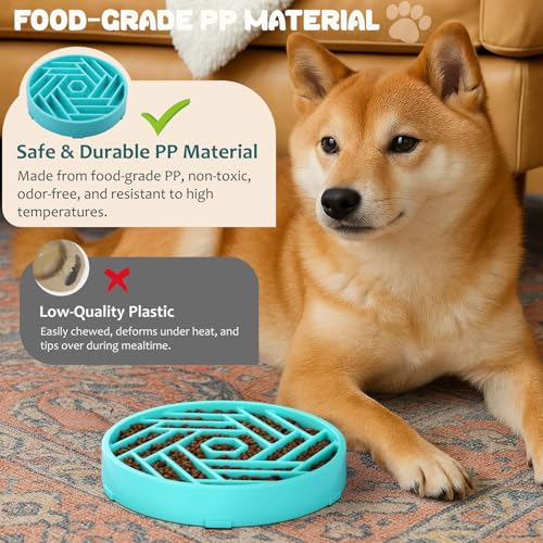 WHIPPY Slow Feeder Dog Bowl, Puzzle Maze Design to Slow Down Eating, 3-Cup Capacity, Anti-Gulping Food Bowl for Medium & Large Dogs,Sky Blue - color: sky blue
