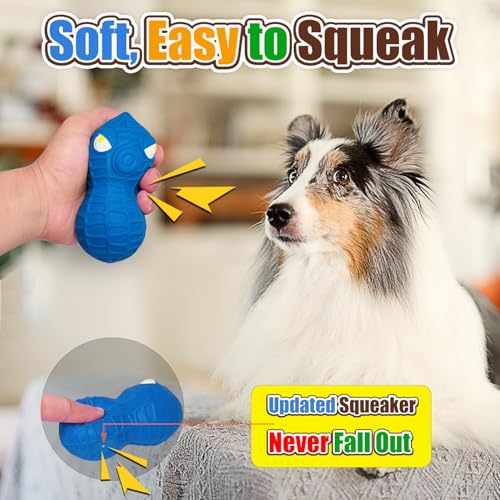 HOLYSTEED Latex Squeaky Dog Toys for Medium Dogs, 3pcs Peanut Squeak Balls - size: Medium
