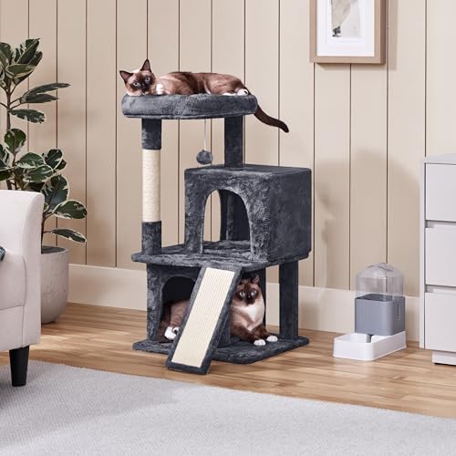 Yaheetech 36in Cat Tree Tower with Large Perch for Senior Kittens - color: Dark Gray, size: 36in