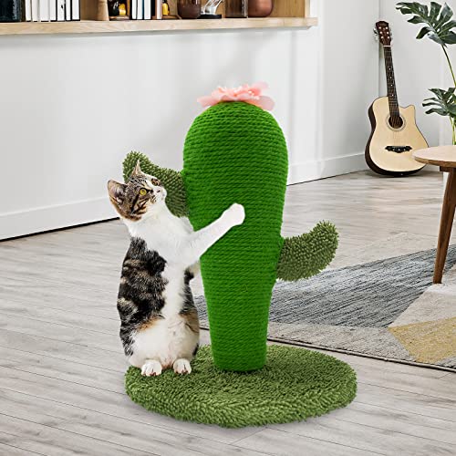AUSCAT Cat Scratching Post, Cute Cactus Scratching Post, Nature Sisal Cat Scratcher for Indoor Cats and Kittens - color: Cactus