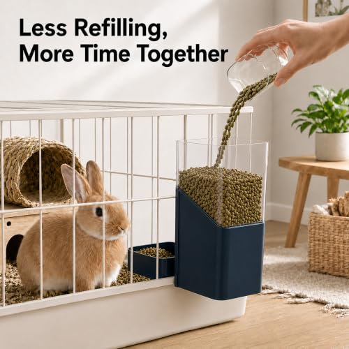 41 oz Hanging Gravity Feeder for Small Animal Cages Rabbit & Guinea Pig - color: Dark Blue