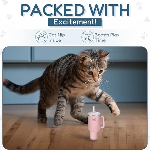 PUPROAR Kitty Cup Catnip Cat Toy, Cat Birthday Gift & Cute Girly Accessory, Crinkle Toy for Indoor Cats (Pink Peach Dust) - color: Pink PeachDust