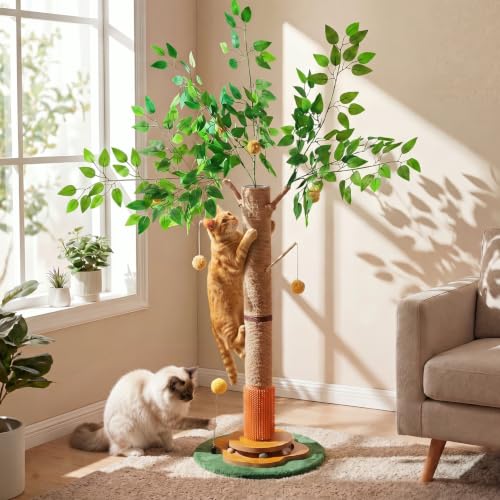 Nuanchu Orange 41in Cat Scratching Post Tree for Indoor Cats Adults - size: 41in, style: Orange