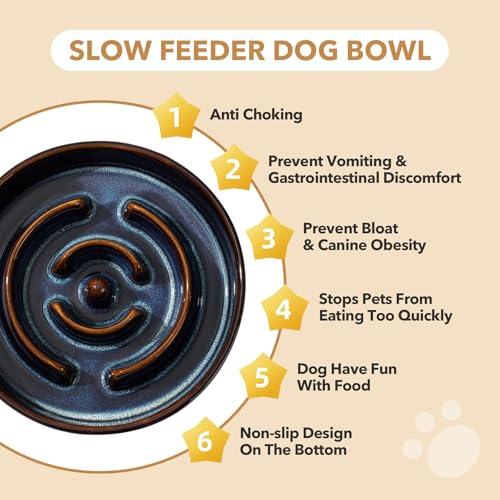 Havniva Raised Slow Feeder Dog Bowls, Elevated Dog Bowls Slow Feeder Set - color: 2 x Starry Sky + Stand - A, size: L- 8.2inch / 1.6 Cups