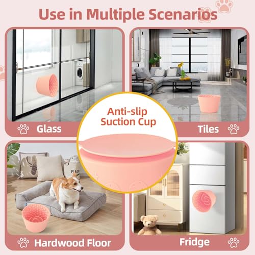 Dog Lick Bowl, Non-Slip Freeze Slow Feeder Small Medium, 1.6 Cup - color: Pink