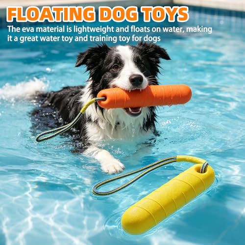 PUPTECK Interactive Dog Pool Toys Water Floating Toys Fetch Training Bumpers 4 Pack, Orange & Yellow - color: 4 Pack (Orange & Yellow)