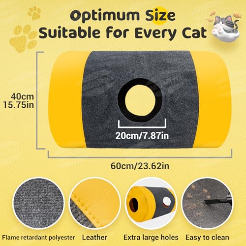 Cat Play Bag Collapsible Cat Tunnel Activity Center Mat Play Rug - color: M Gray+Yellow