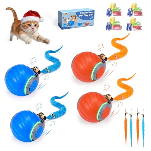 4-Pack Smart Interactive Cat Toy Ball for Indoor Cats & Small Dogs - color: Blue-Orange
