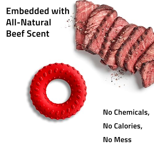 Playology Dual Layer Ring Dog Toy for Aggressive Chewers, Beef Scent - size: Medium, style: Beef