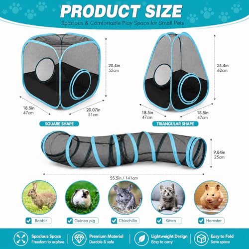 Rabbit Playpen with Tunnel, Bunny Tunnel Tent for Indoor Rabbits