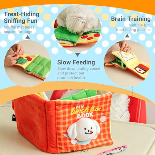 StarSnowe×Cute Dog Enrichment Toys,Squeaky Snuffle Book Series,Interactive Sniff Mat for Mental Stimulation & Slow Feeding,Treat Puzzle Toys for Puppy,Crinkle Gifts (Light Green - Scouts) - color: Light Green - Scouts