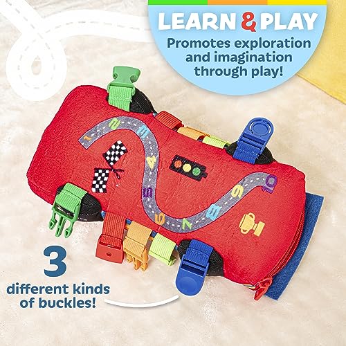 Buckle Toys, Bullet Racecar Plush Learning Toy, Develop Fine Motor Skills - size: Small