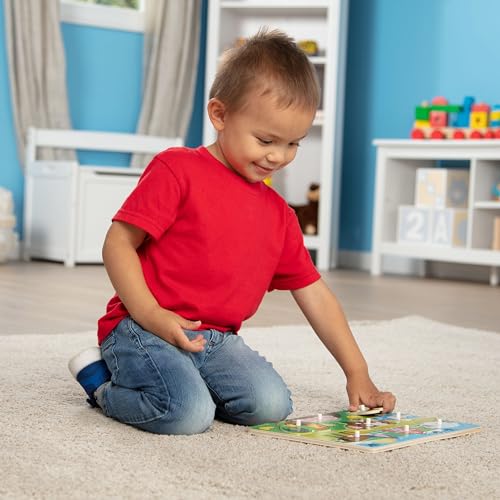 Melissa & Doug Farm Wooden Peg Puzzle (8 pcs) - size: 11.75 x 8.75 x 0.7, style: Farm