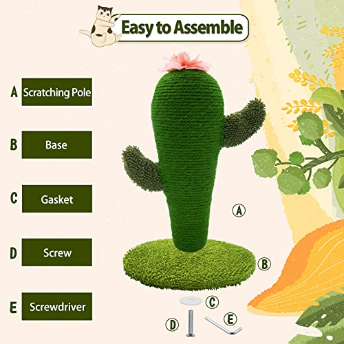 AUSCAT Cat Scratching Post, Cute Cactus Scratching Post, Nature Sisal Cat Scratcher for Indoor Cats and Kittens - color: Cactus