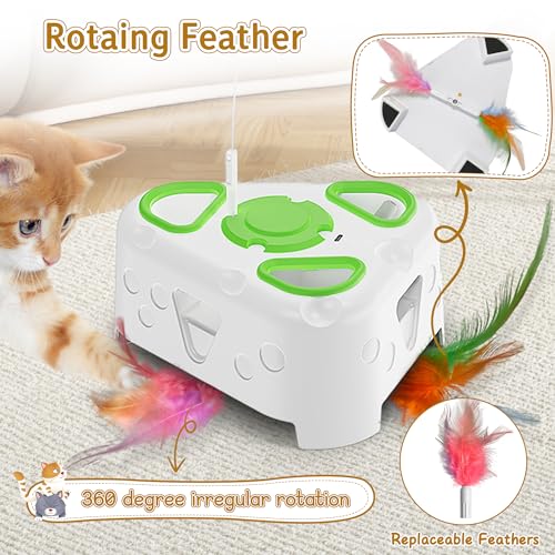3-in-1 Automatic Interactive Cat Toy, Flying Bird, Mole & Feather - color: White
